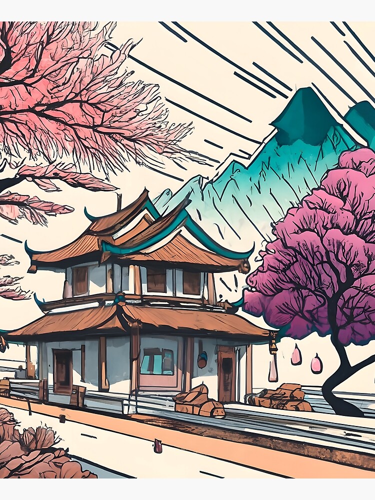 Thumbnail 6 of 6, Apron, Old Traditional Chinese house Siheyuan, minimalistic ink drawing designed and sold by Patricks-Art.