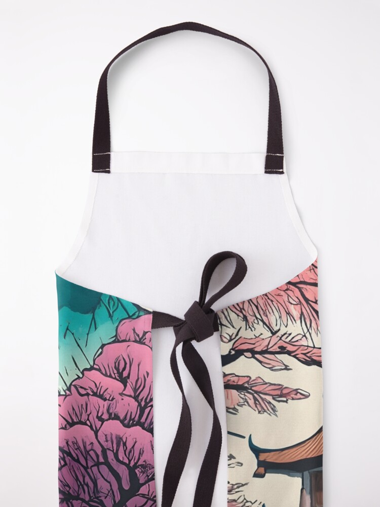 Thumbnail 5 of 6, Apron, Old Traditional Chinese house Siheyuan, minimalistic ink drawing designed and sold by Patricks-Art.