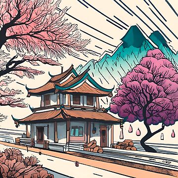 Artwork thumbnail, Old Traditional Chinese house Siheyuan, minimalistic ink drawing by Patricks-Art