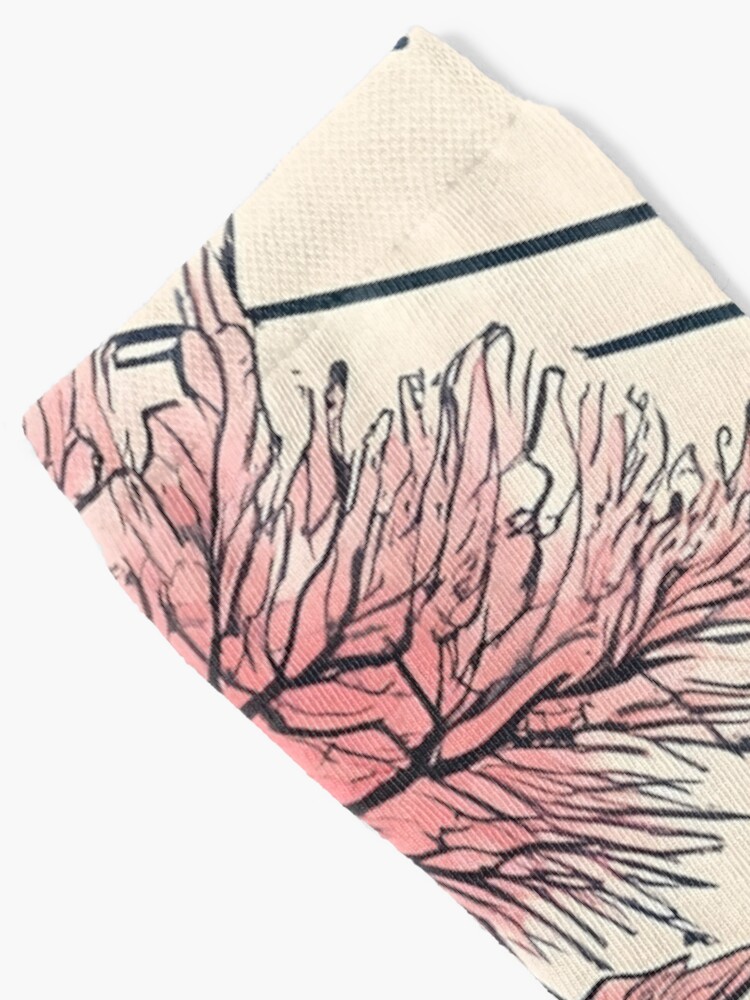 Thumbnail 2 of 5, Socks, Old Traditional Chinese house Siheyuan, minimalistic ink drawing designed and sold by Patricks-Art.