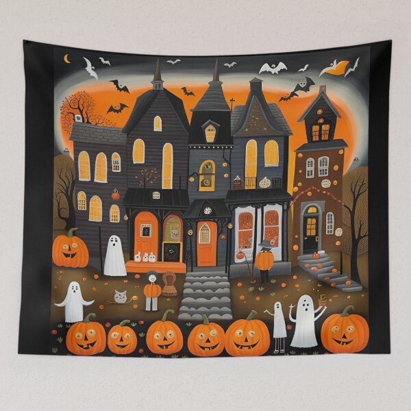 Item preview, Halloween in village,  American folk art 4 designed and sold by Gala-life1.