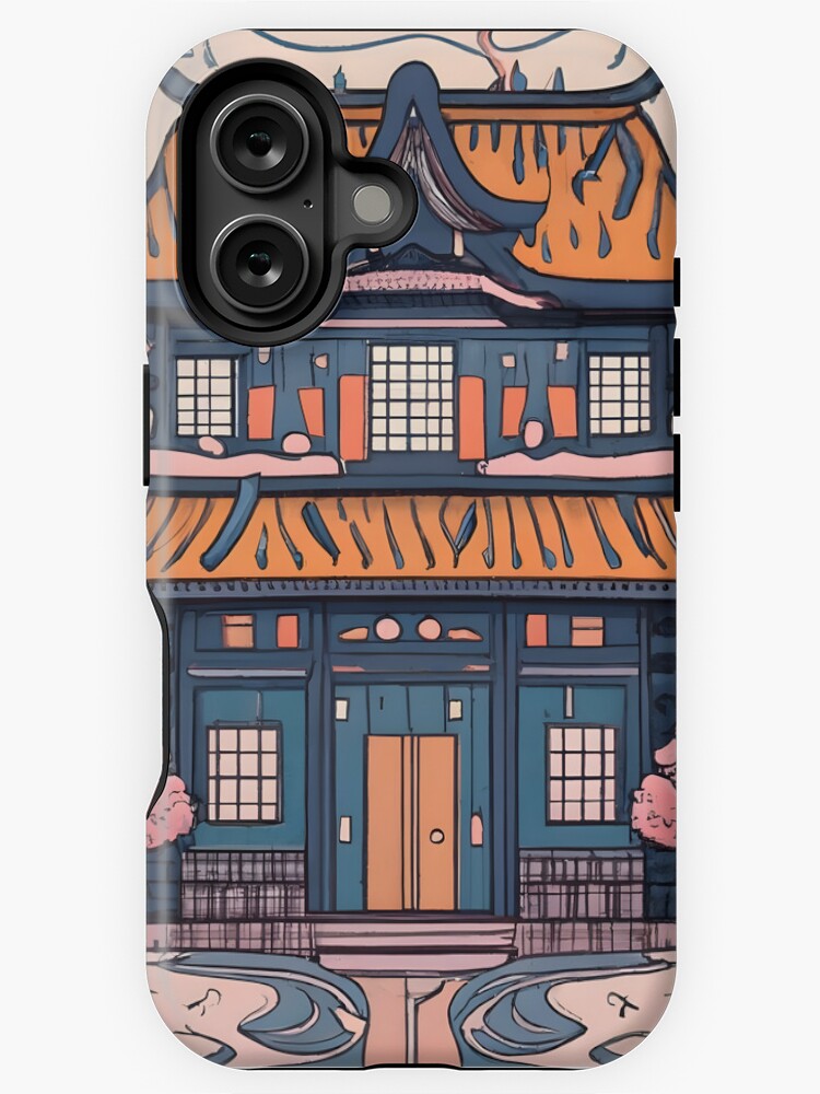 Thumbnail 1 of 4, iPhone Case, Old Traditional Chinese house Siheyuan, minimalistic ink drawing designed and sold by Patricks-Art.