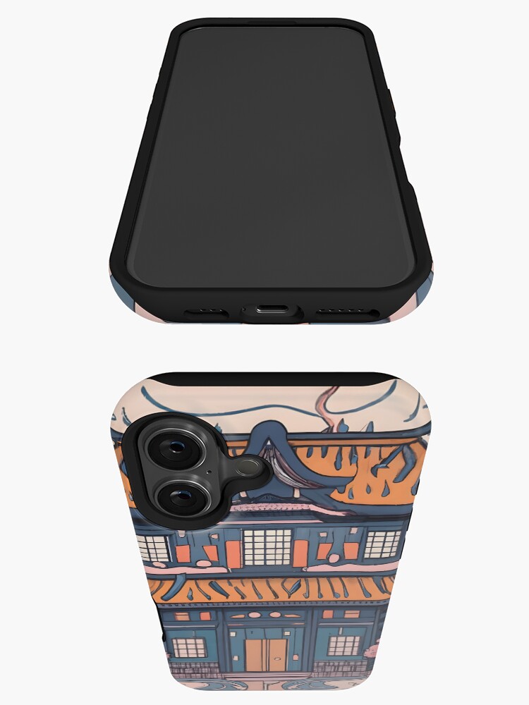 Thumbnail 3 of 4, iPhone Case, Old Traditional Chinese house Siheyuan, minimalistic ink drawing designed and sold by Patricks-Art.