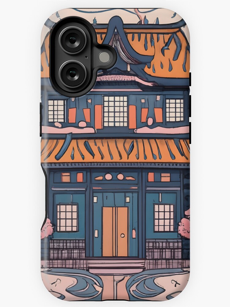 Thumbnail 1 of 4, iPhone Case, Old Traditional Chinese house Siheyuan, minimalistic ink drawing designed and sold by Patricks-Art.
