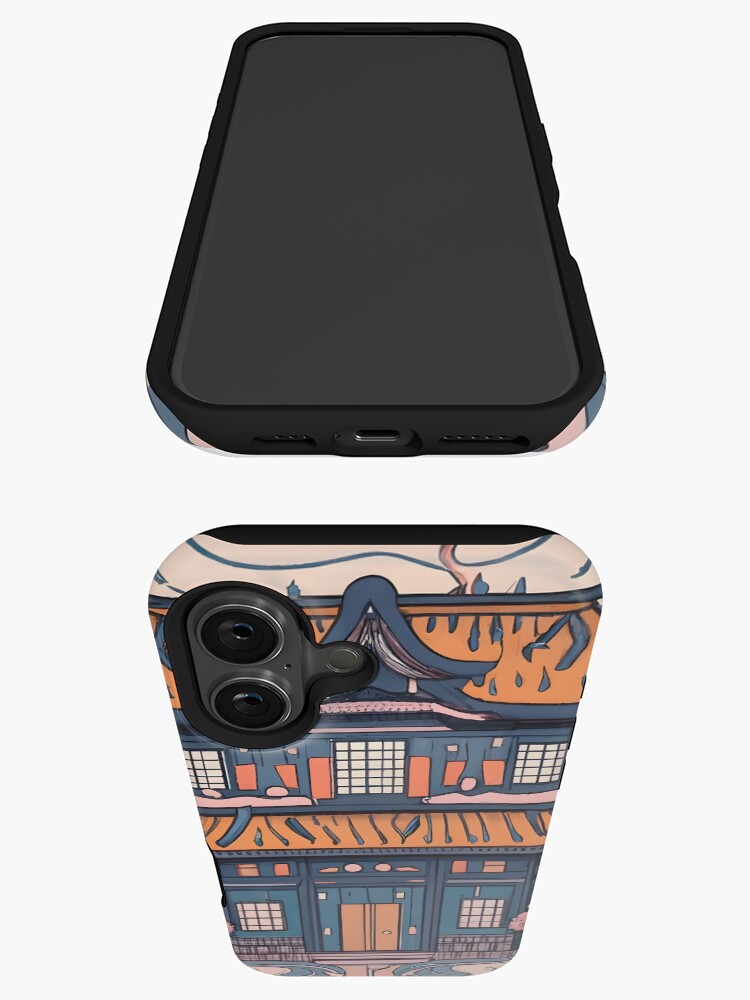 Thumbnail 3 of 4, iPhone Case, Old Traditional Chinese house Siheyuan, minimalistic ink drawing designed and sold by Patricks-Art.