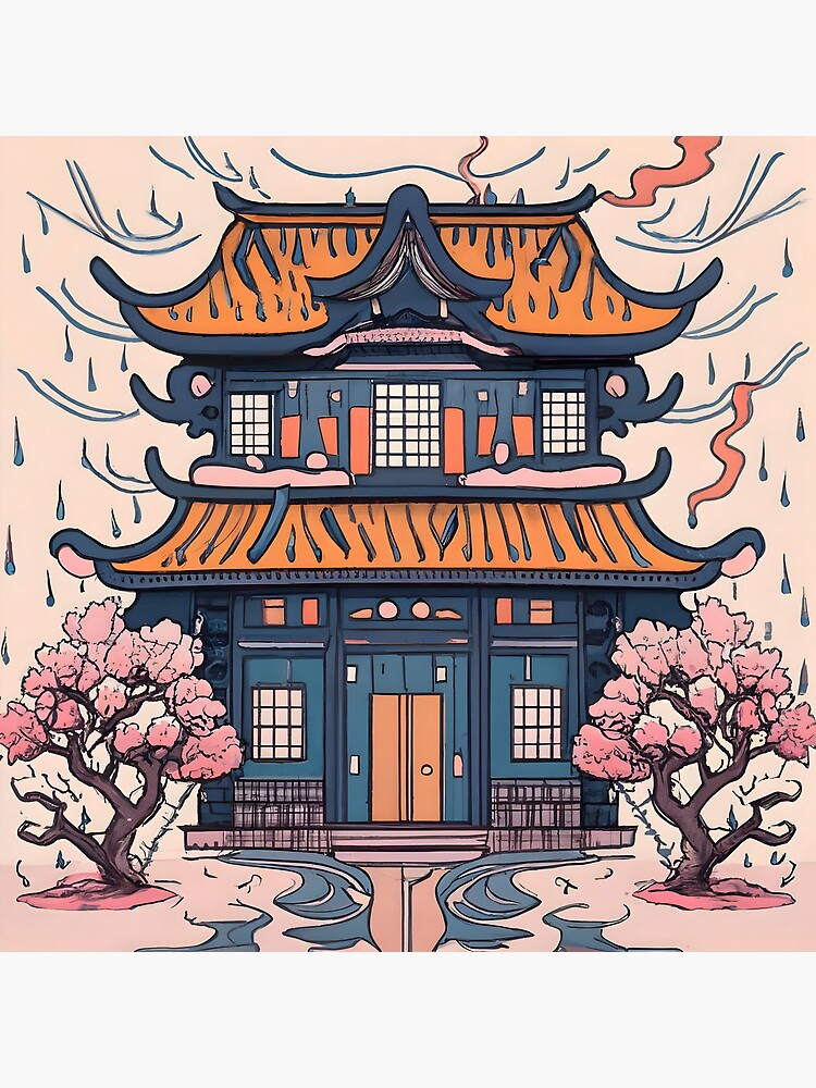 Thumbnail 5 of 5, Acrylic Block, Old Traditional Chinese house Siheyuan, minimalistic ink drawing designed and sold by Patricks-Art.
