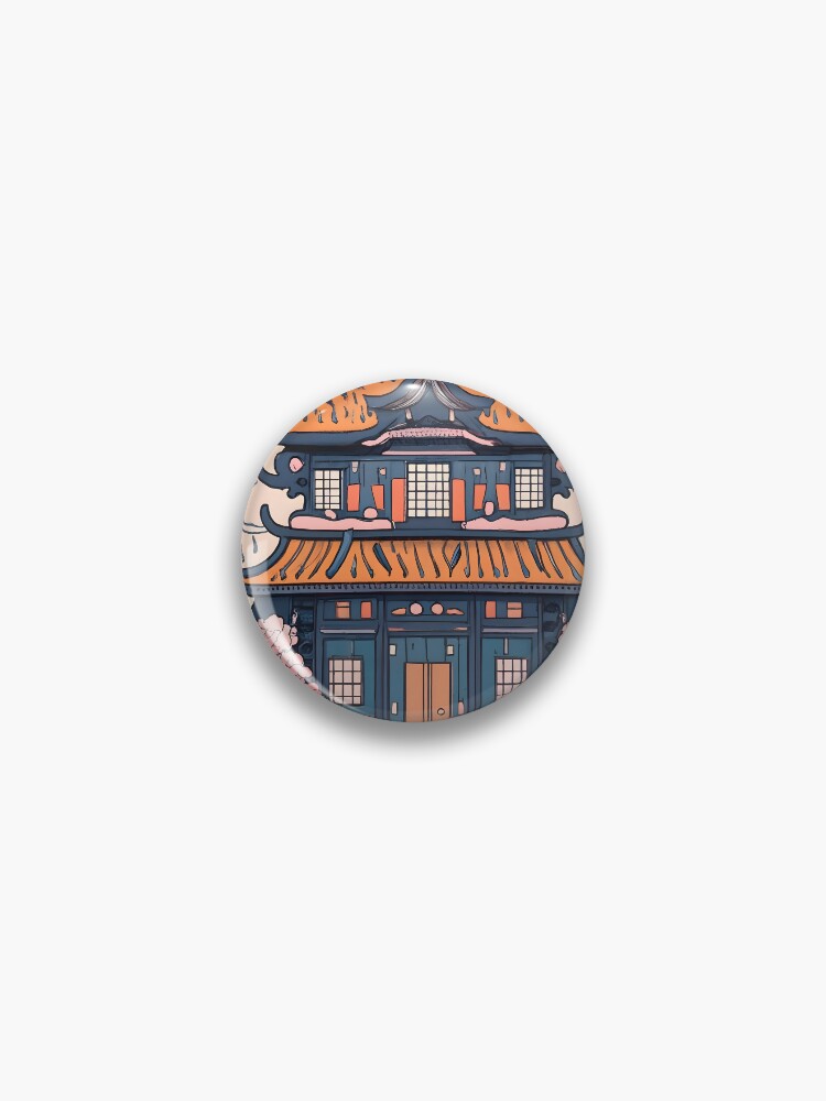 Thumbnail 1 of 3, Pin, Old Traditional Chinese house Siheyuan, minimalistic ink drawing designed and sold by Patricks-Art.