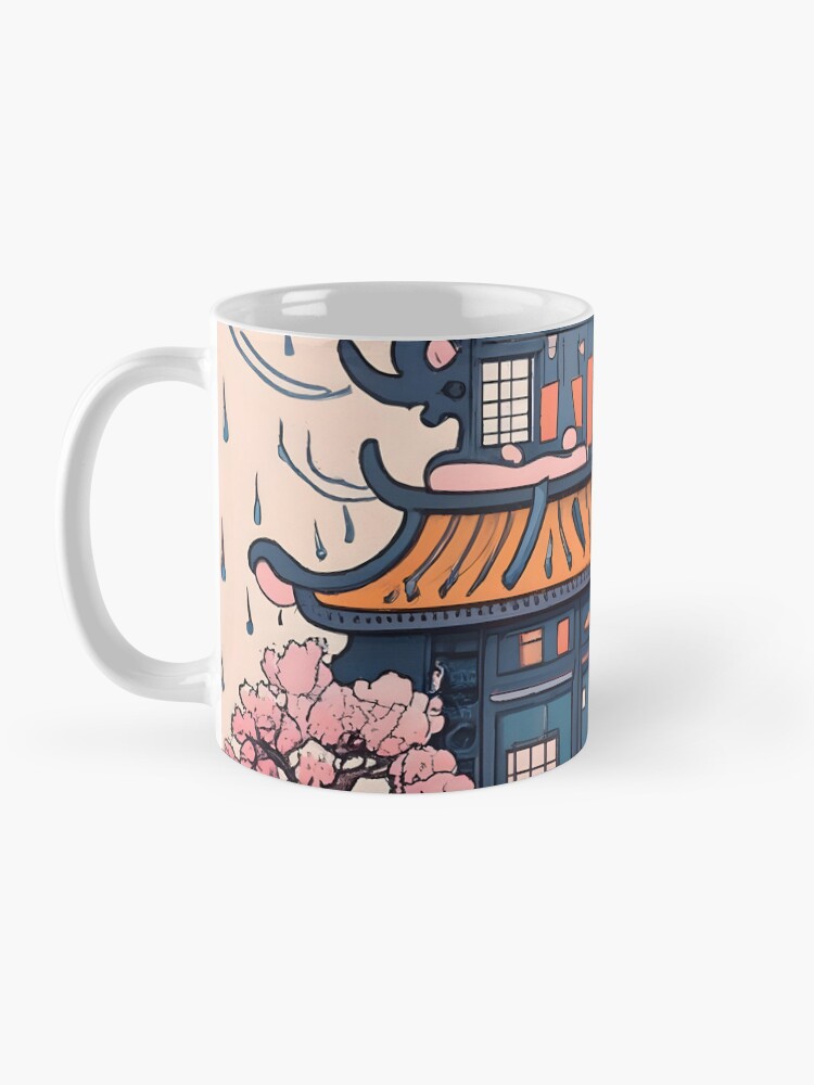 Thumbnail 3 of 6, Coffee Mug, Old Traditional Chinese house Siheyuan, minimalistic ink drawing designed and sold by Patricks-Art.