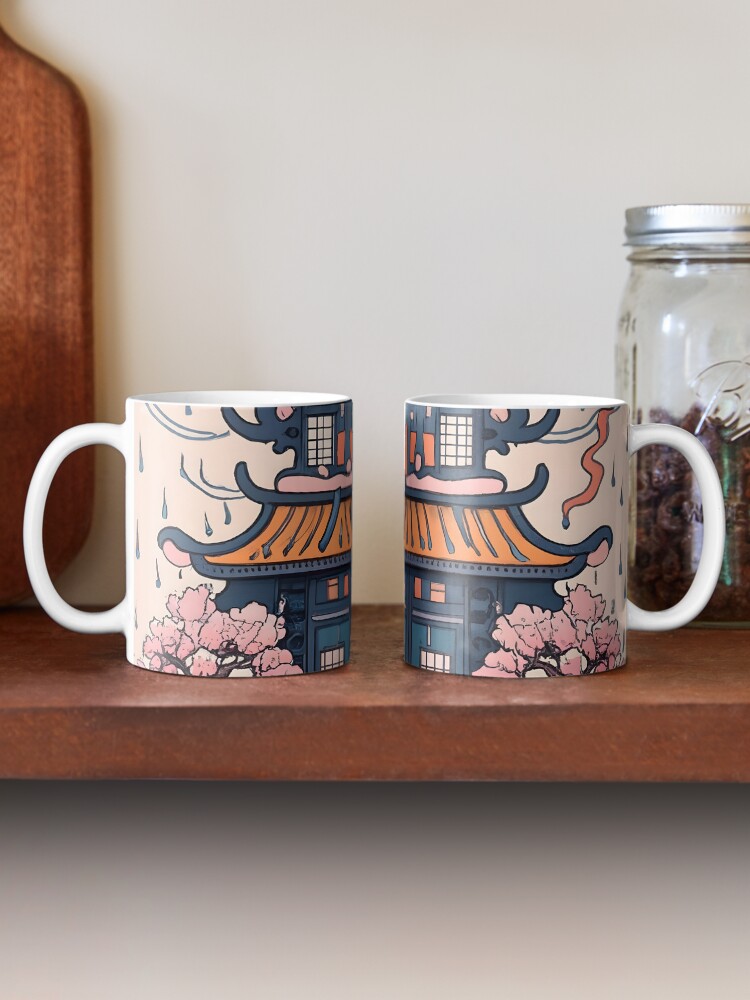 Thumbnail 2 of 6, Coffee Mug, Old Traditional Chinese house Siheyuan, minimalistic ink drawing designed and sold by Patricks-Art.