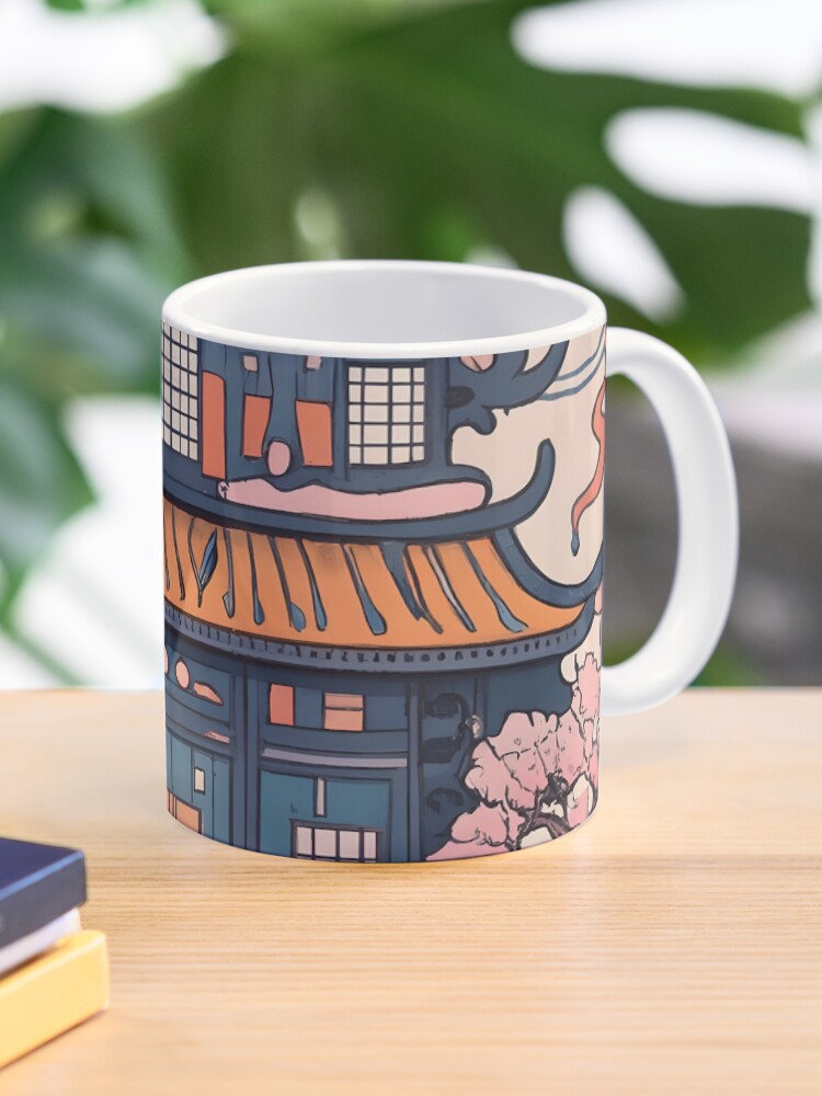 Thumbnail 1 of 6, Coffee Mug, Old Traditional Chinese house Siheyuan, minimalistic ink drawing designed and sold by Patricks-Art.