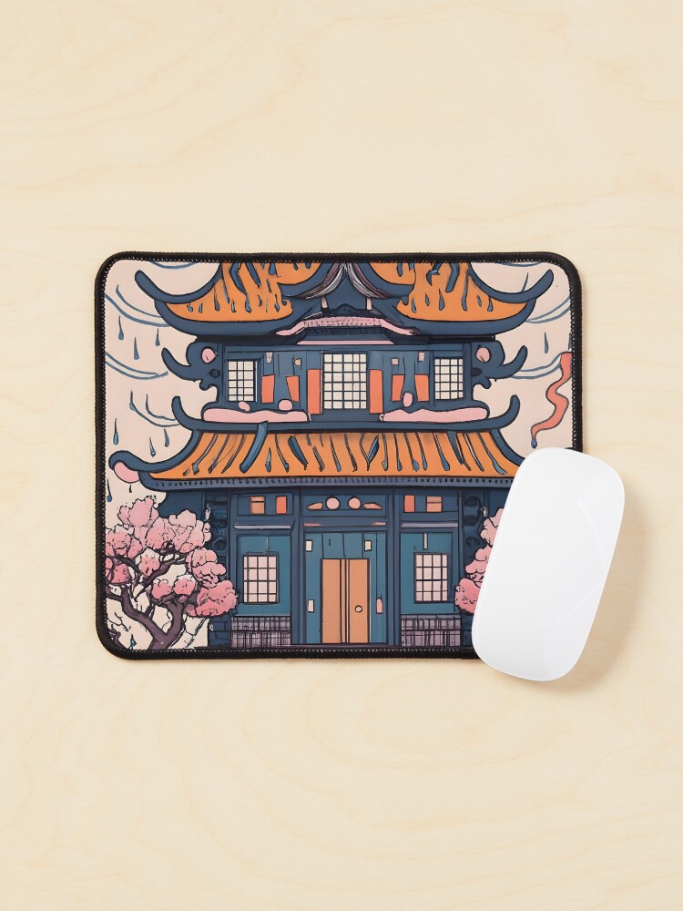 Thumbnail 1 of 5, Mouse Pad, Old Traditional Chinese house Siheyuan, minimalistic ink drawing designed and sold by Patricks-Art.