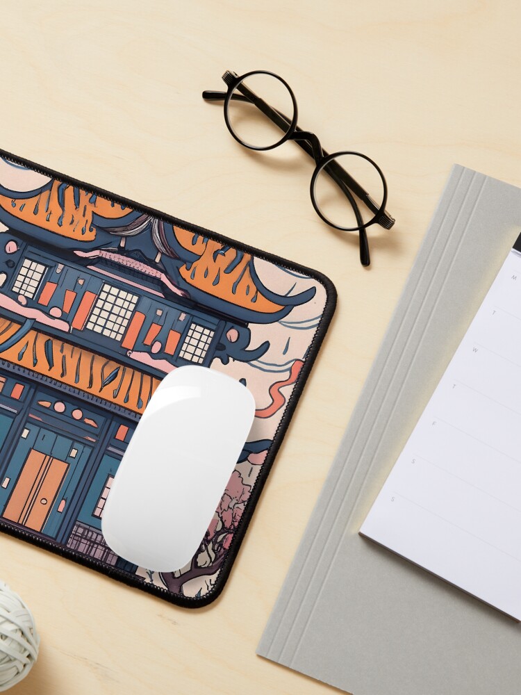 Thumbnail 3 of 5, Mouse Pad, Old Traditional Chinese house Siheyuan, minimalistic ink drawing designed and sold by Patricks-Art.