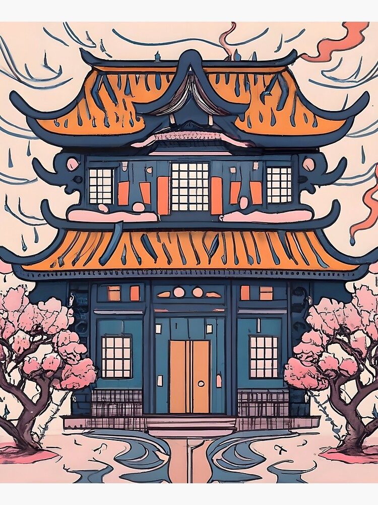 Thumbnail 6 of 6, Apron, Old Traditional Chinese house Siheyuan, minimalistic ink drawing designed and sold by Patricks-Art.