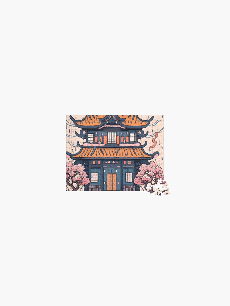 Thumbnail 1 of 2, Jigsaw Puzzle, Old Traditional Chinese house Siheyuan, minimalistic ink drawing designed and sold by Patricks-Art.