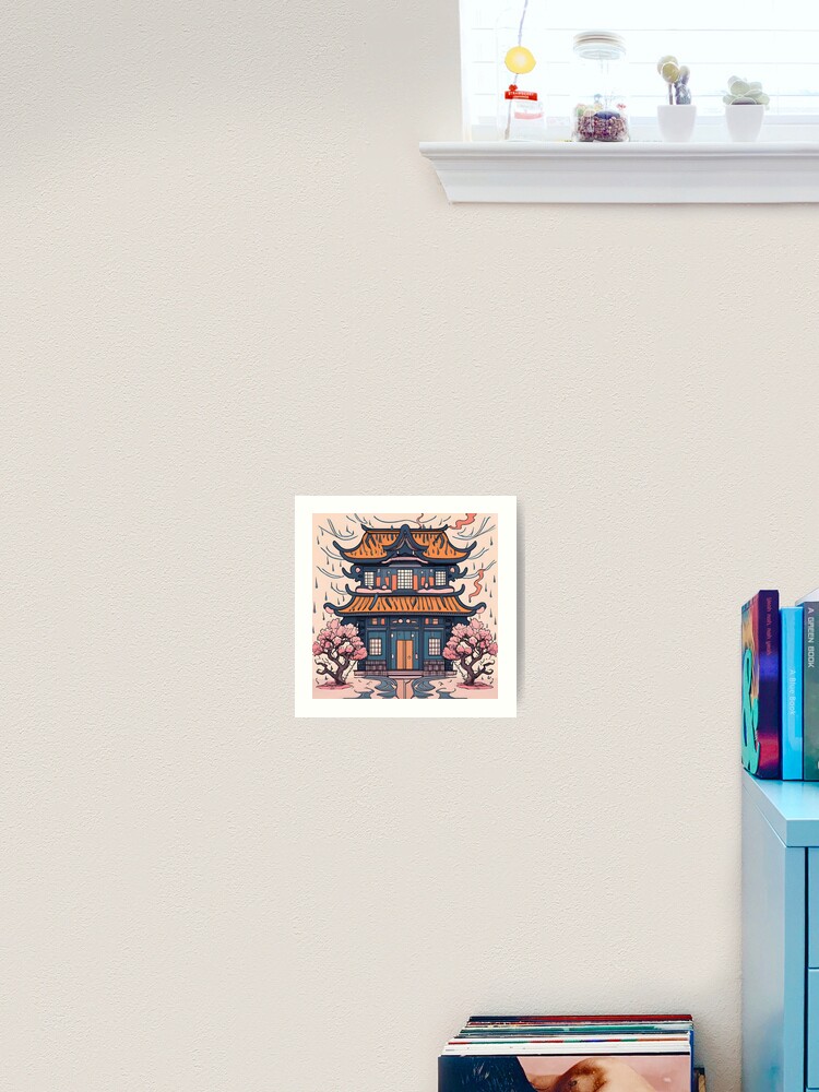 Thumbnail 2 of 3, Art Print, Old Traditional Chinese house Siheyuan, minimalistic ink drawing designed and sold by Patricks-Art.