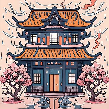 Artwork thumbnail, Old Traditional Chinese house Siheyuan, minimalistic ink drawing by Patricks-Art