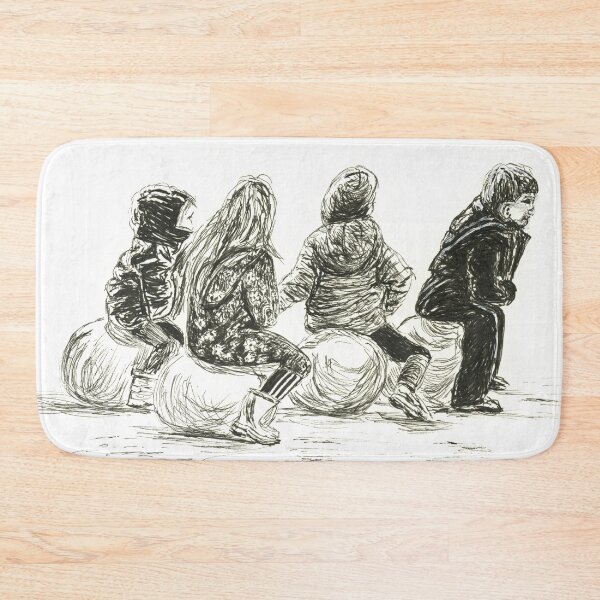 Item preview, Children on Space-Hoppers on the Beach on New Year's Day at Trearddur Bay, on Anglesey, North Wales designed and sold by LymphomaLass.
