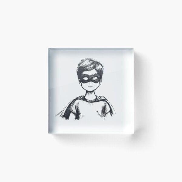Item preview, Boy Wearing Hero mask, Sketch drawing designed and sold by GALAXY RACERS.