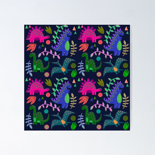 Item preview, Colourful dinosaur print designed and sold by ShropshireFox.