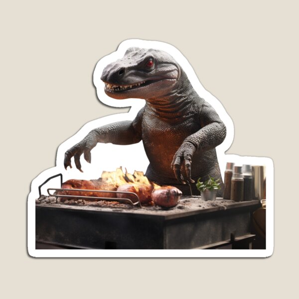 Item preview, Komodo Dragon Mastering a Sizzling BBQ Grill designed and sold by yourfavdraw.