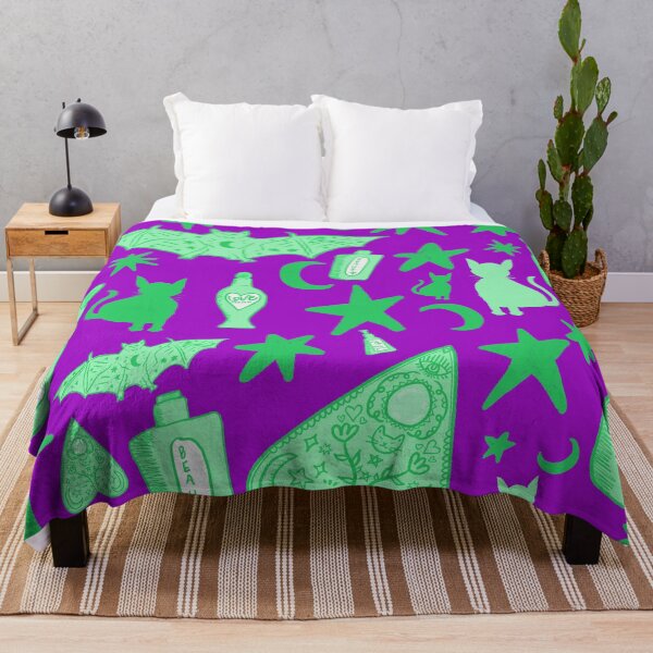 Item preview, Witchy Halloween Symbols, Green over Purple designed and sold by Daydreamer Alley.