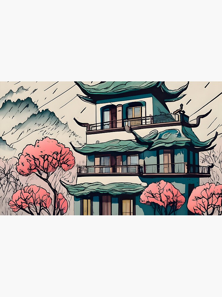 Thumbnail 6 of 6, Coffee Mug, Old Traditional Chinese house Siheyuan Drawing designed and sold by Patricks-Art.