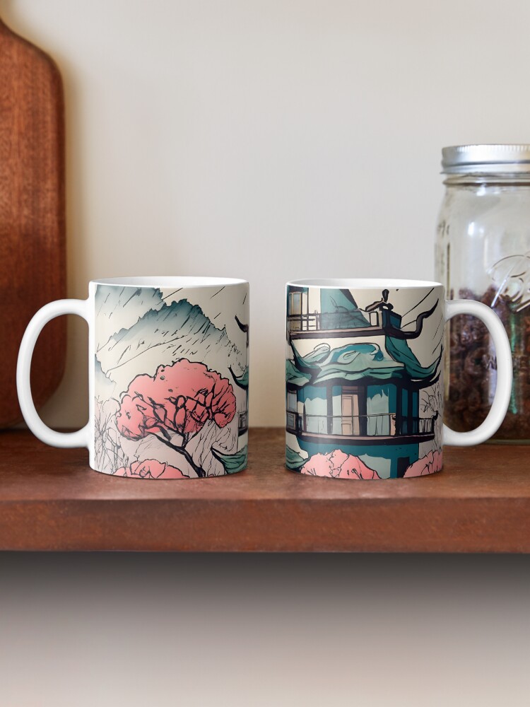 Thumbnail 2 of 6, Coffee Mug, Old Traditional Chinese house Siheyuan Drawing designed and sold by Patricks-Art.