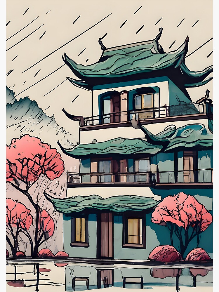 Thumbnail 3 of 3, Journal, Old Traditional Chinese house Siheyuan Drawing designed and sold by Patricks-Art.
