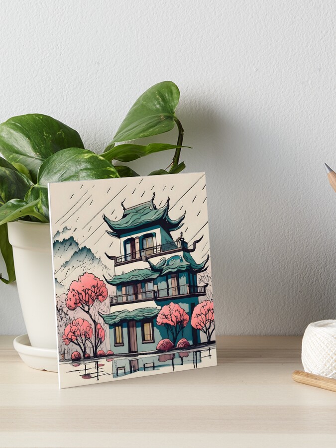 Thumbnail 1 of 2, Art Board Print, Old Traditional Chinese house Siheyuan Drawing designed and sold by Patricks-Art.