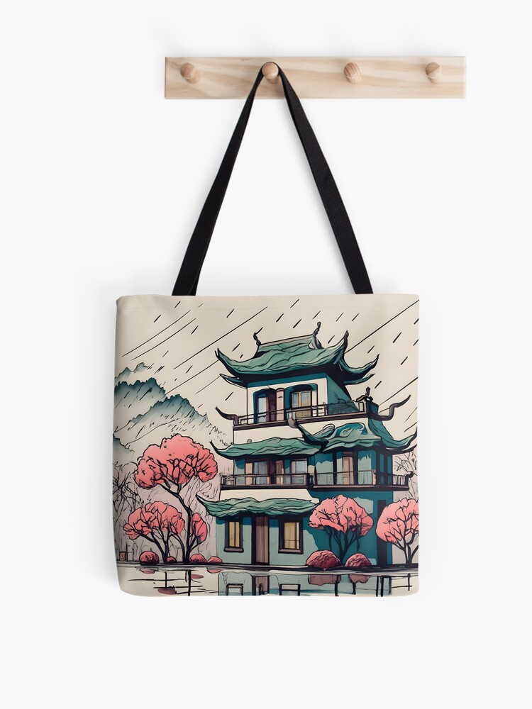 Thumbnail 1 of 2, Tote Bag, Old Traditional Chinese house Siheyuan Drawing designed and sold by Patricks-Art.