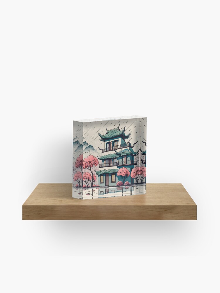 Thumbnail 1 of 5, Acrylic Block, Old Traditional Chinese house Siheyuan Drawing designed and sold by Patricks-Art.