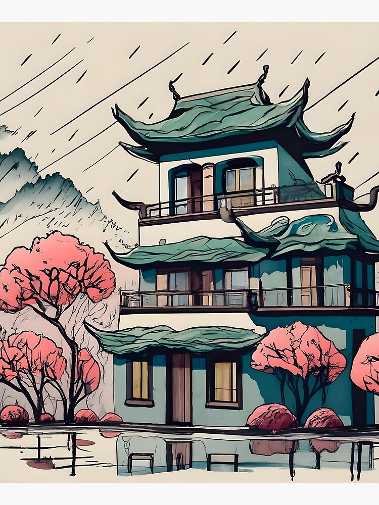 Thumbnail 6 of 6, Apron, Old Traditional Chinese house Siheyuan Drawing designed and sold by Patricks-Art.