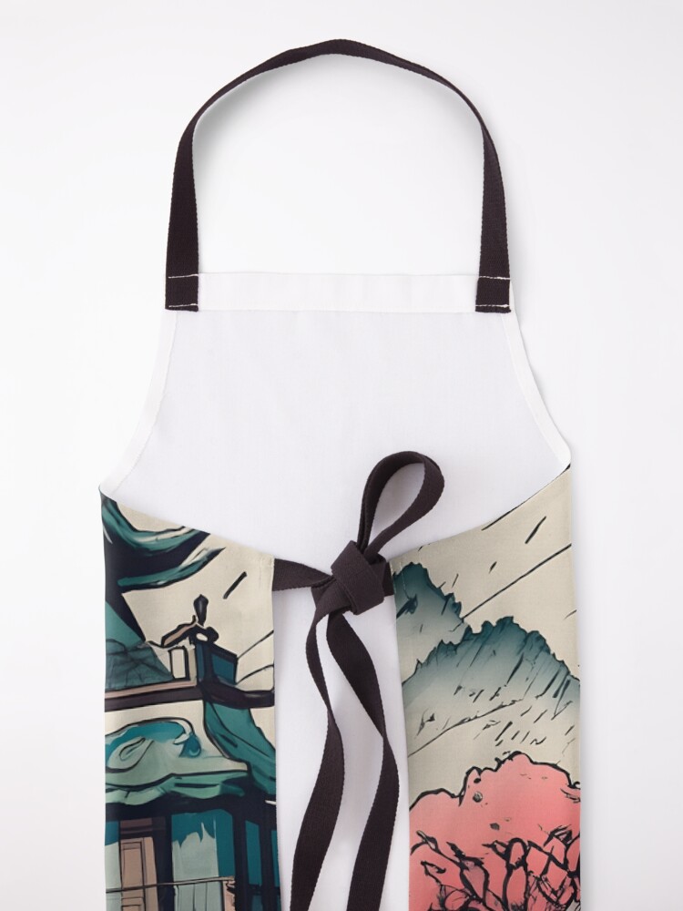 Thumbnail 5 of 6, Apron, Old Traditional Chinese house Siheyuan Drawing designed and sold by Patricks-Art.