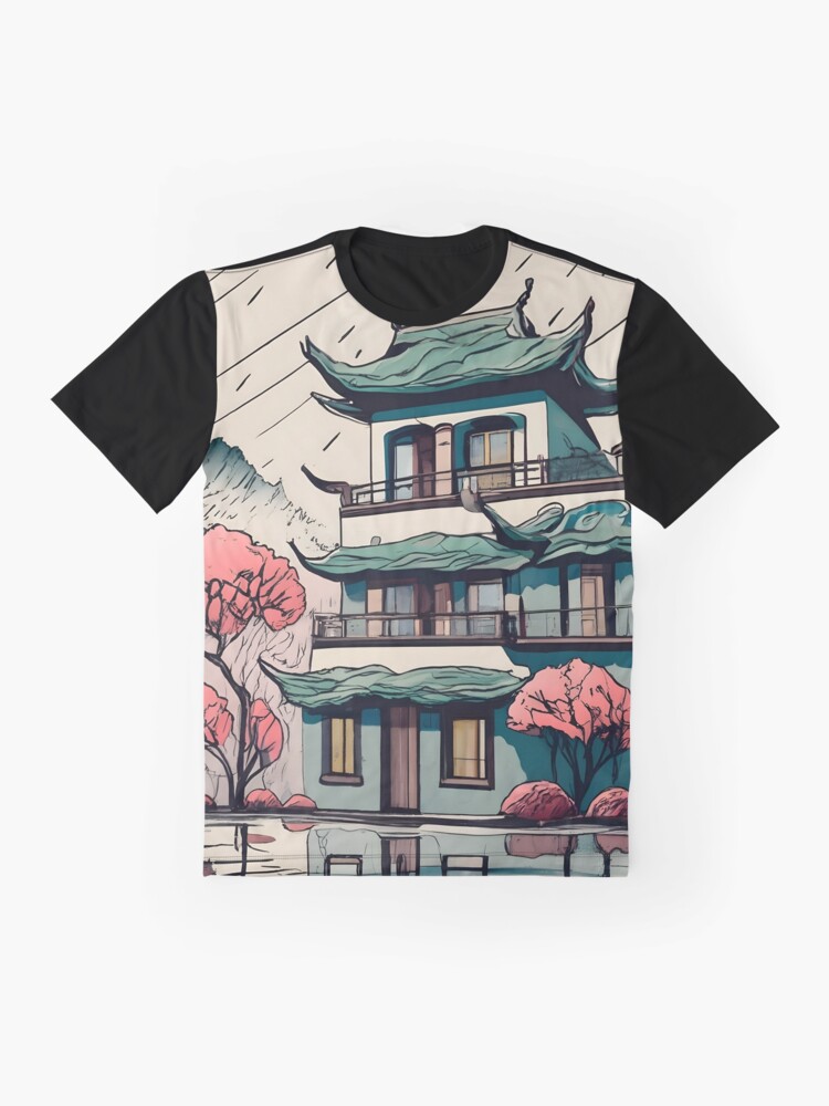 Thumbnail 4 of 5, Graphic T-Shirt, Old Traditional Chinese house Siheyuan Drawing designed and sold by Patricks-Art.