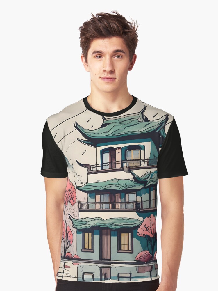 Thumbnail 1 of 5, Graphic T-Shirt, Old Traditional Chinese house Siheyuan Drawing designed and sold by Patricks-Art.