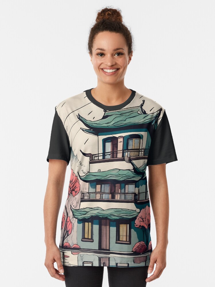 Thumbnail 2 of 5, Graphic T-Shirt, Old Traditional Chinese house Siheyuan Drawing designed and sold by Patricks-Art.
