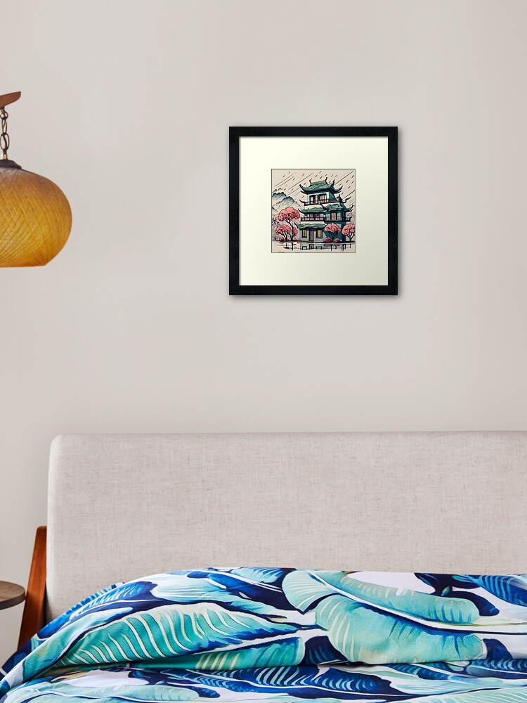 Thumbnail 1 of 7, Framed Art Print, Old Traditional Chinese house Siheyuan Drawing designed and sold by Patricks-Art.