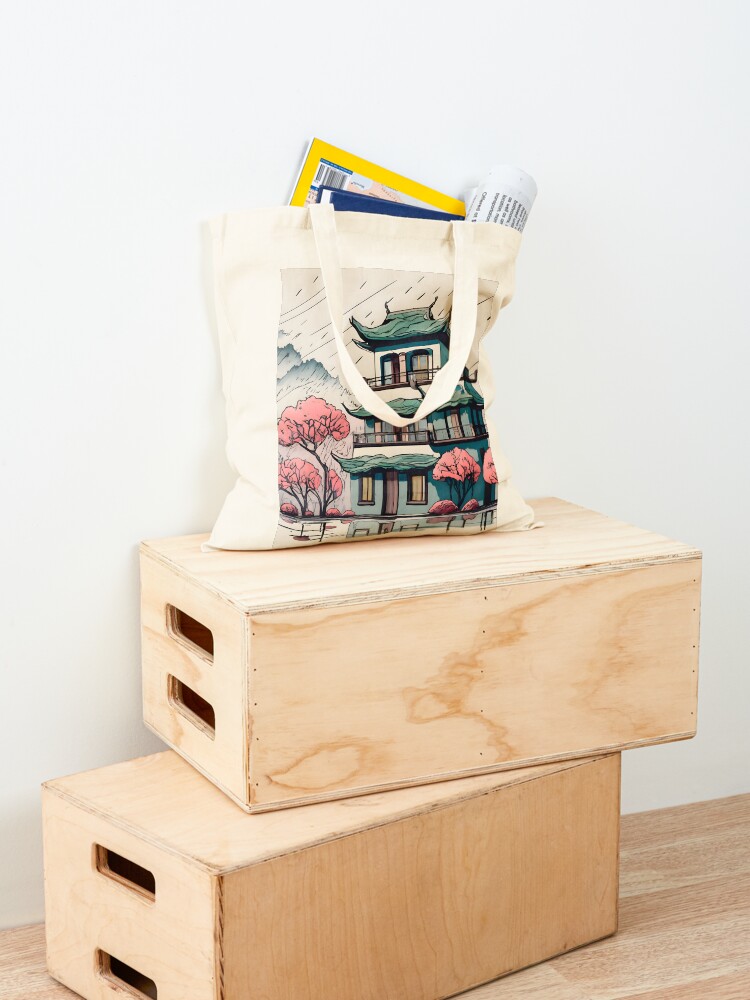 Thumbnail 4 of 5, Tote Bag, Old Traditional Chinese house Siheyuan Drawing designed and sold by Patricks-Art.