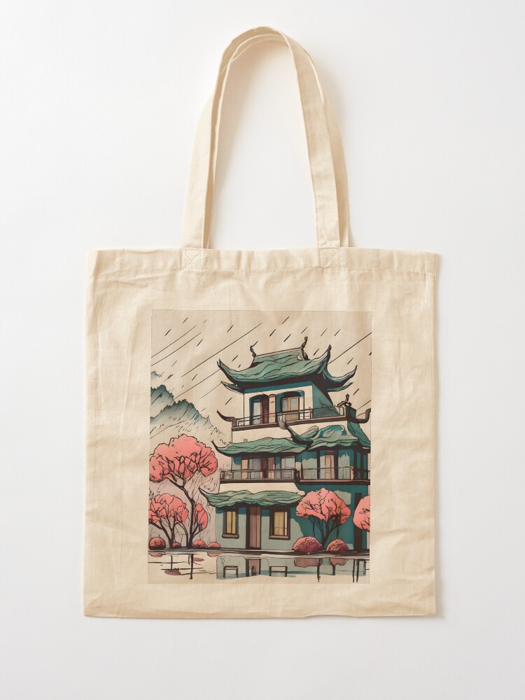 Thumbnail 2 of 5, Tote Bag, Old Traditional Chinese house Siheyuan Drawing designed and sold by Patricks-Art.