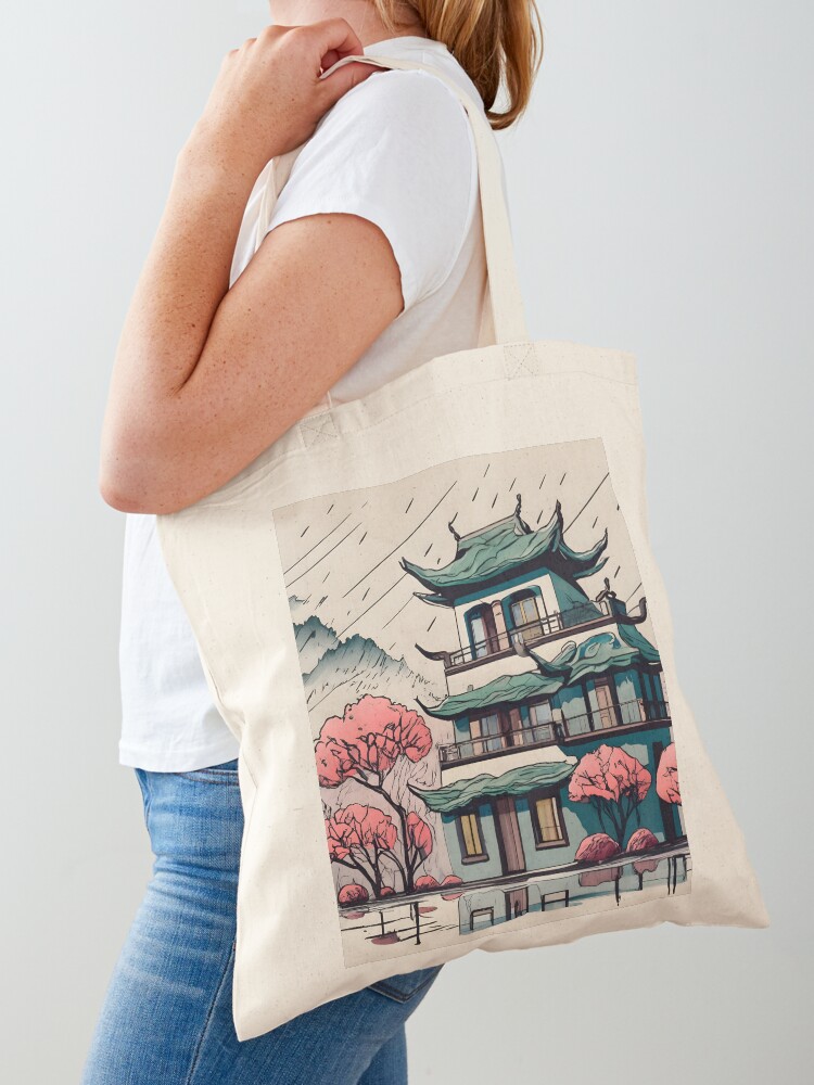 Thumbnail 1 of 5, Tote Bag, Old Traditional Chinese house Siheyuan Drawing designed and sold by Patricks-Art.