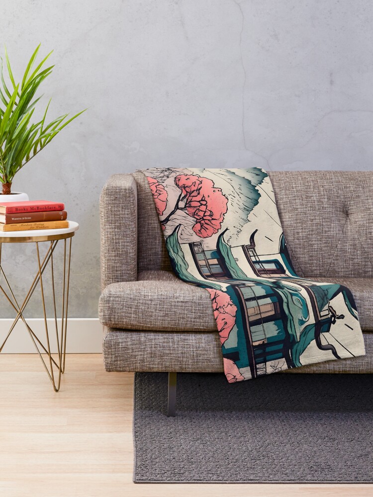 Thumbnail 2 of 6, Throw Blanket, Old Traditional Chinese house Siheyuan Drawing designed and sold by Patricks-Art.