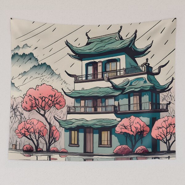Item preview, Old Traditional Chinese house Siheyuan Drawing designed and sold by Patricks-Art.