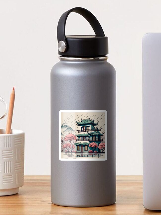 Thumbnail 1 of 3, Sticker, Old Traditional Chinese house Siheyuan Drawing designed and sold by Patricks-Art.