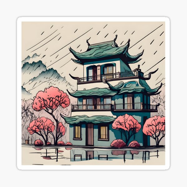 Item preview, Old Traditional Chinese house Siheyuan Drawing designed and sold by Patricks-Art.