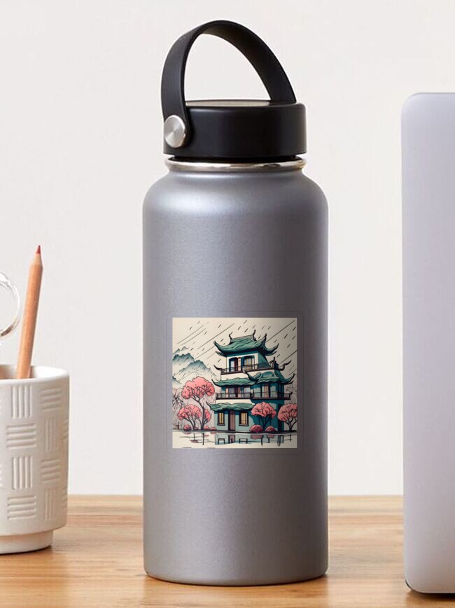 Thumbnail 1 of 3, Sticker, Old Traditional Chinese house Siheyuan Drawing designed and sold by Patricks-Art.