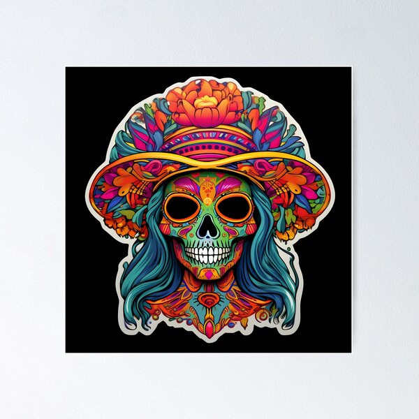 Item preview, Psychedelic Catrina Portrait: An Otherworldly Halloween Treat designed and sold by Mr.Psychedelia.