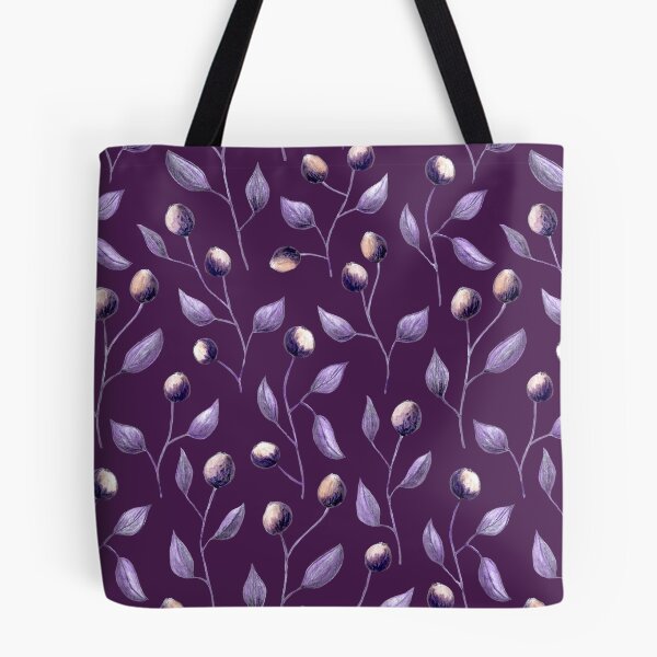 Item preview, Botanical pattern painted with color pencils on a purple background designed and sold by Origillus.