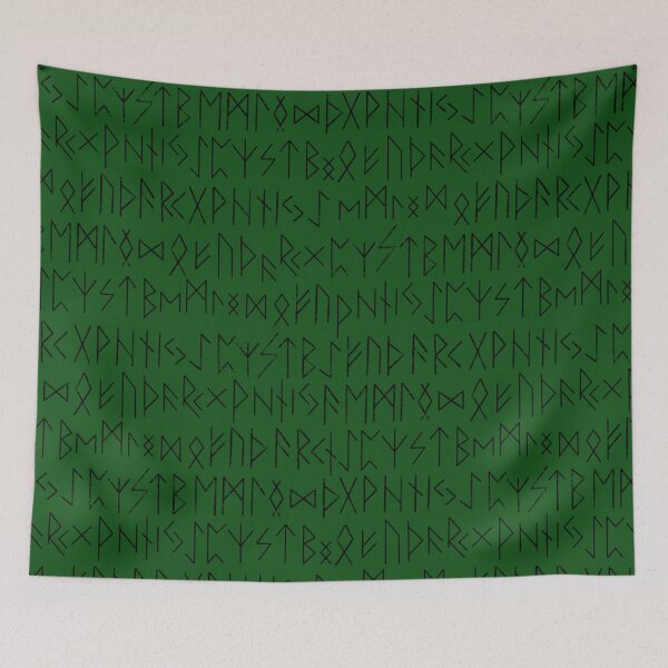 Item preview, Elder Futhark Norse Runes Pattern - Green and Black designed and sold by AllRyeTea.