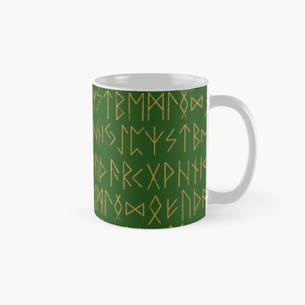 Artikelvorschau, Elder Futhark Nordisches Runenmuster – Grün und Gold entworfen und verkauft von AllRyeTea.