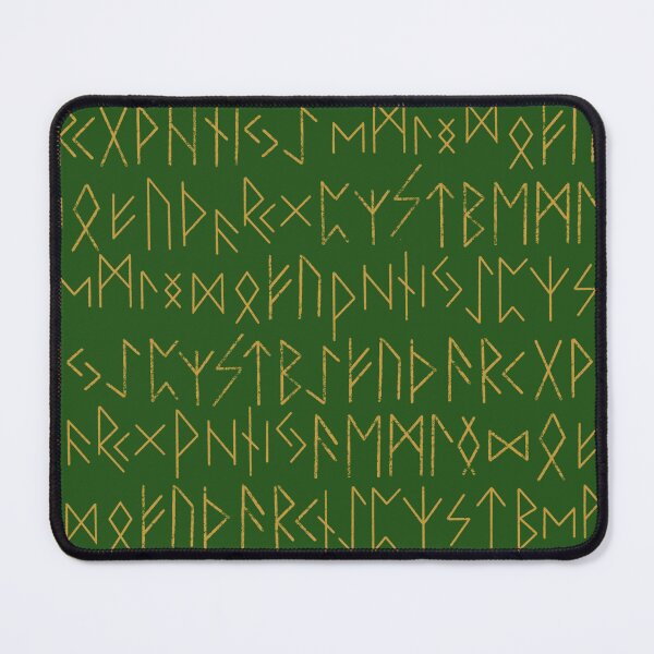 Item preview, Elder Futhark Norse Runes Pattern - Green and Gold designed and sold by AllRyeTea.